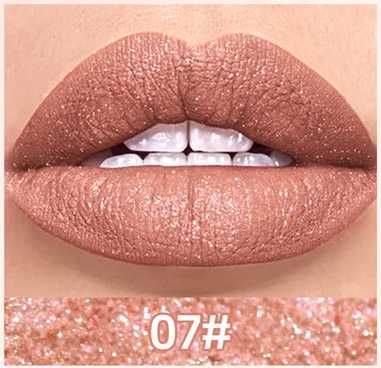 Червило Мат с Блестящи частици QIBEST Pearly Stay up Sequin Lipstick