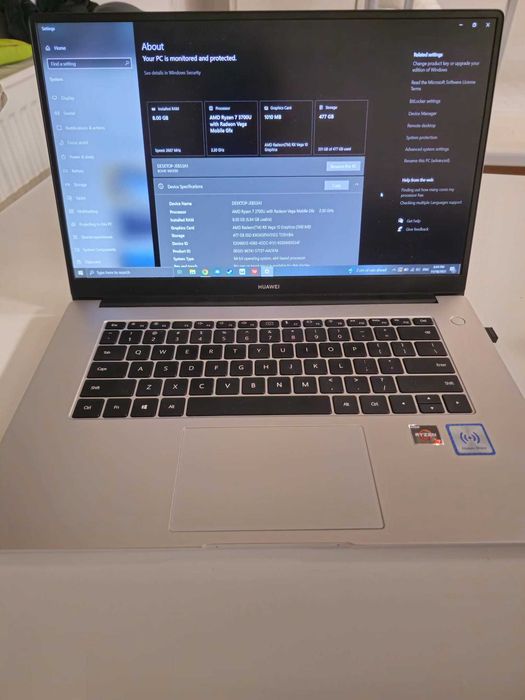 Laptop Huawei MateBook D15 AMD Ryzen 7 3700U 15.6" 8GB 512GB SSD