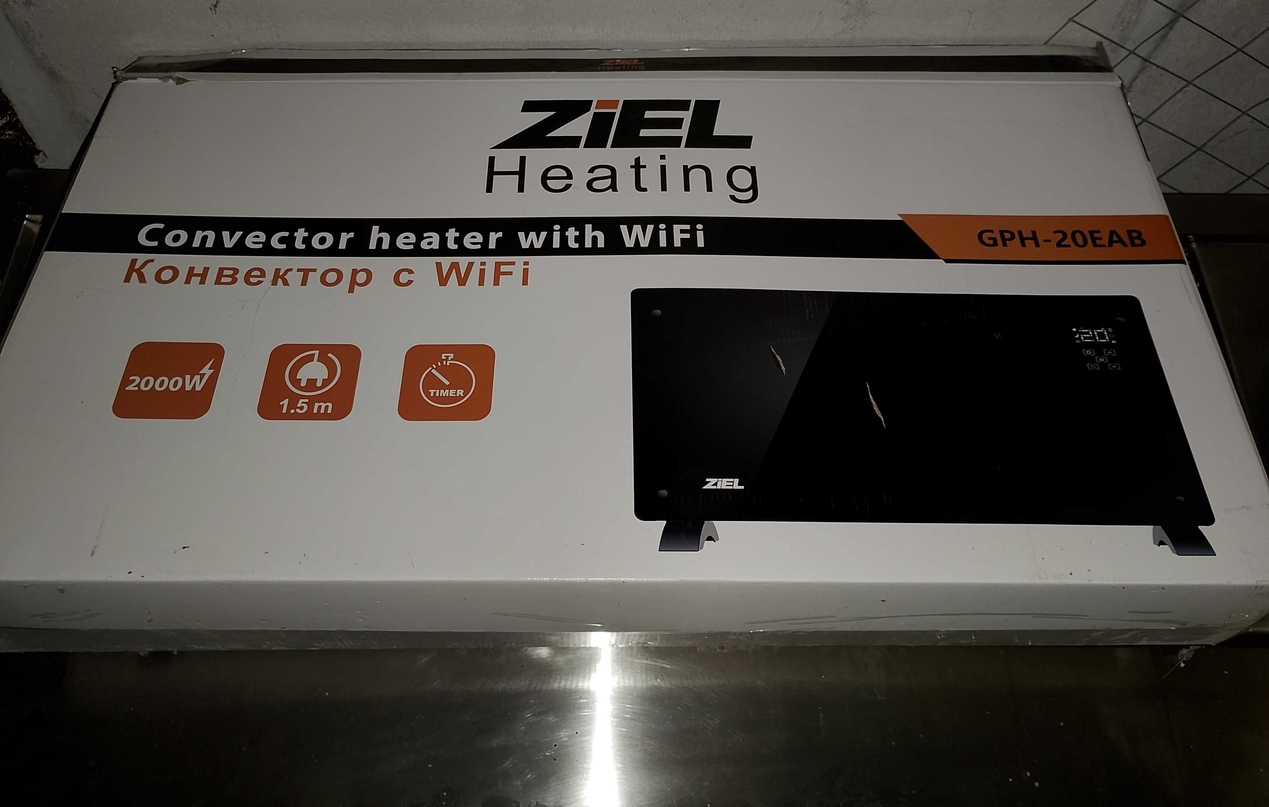 Стъклен конвектор Ziel GPH 20EAB WiFi в черен цвят