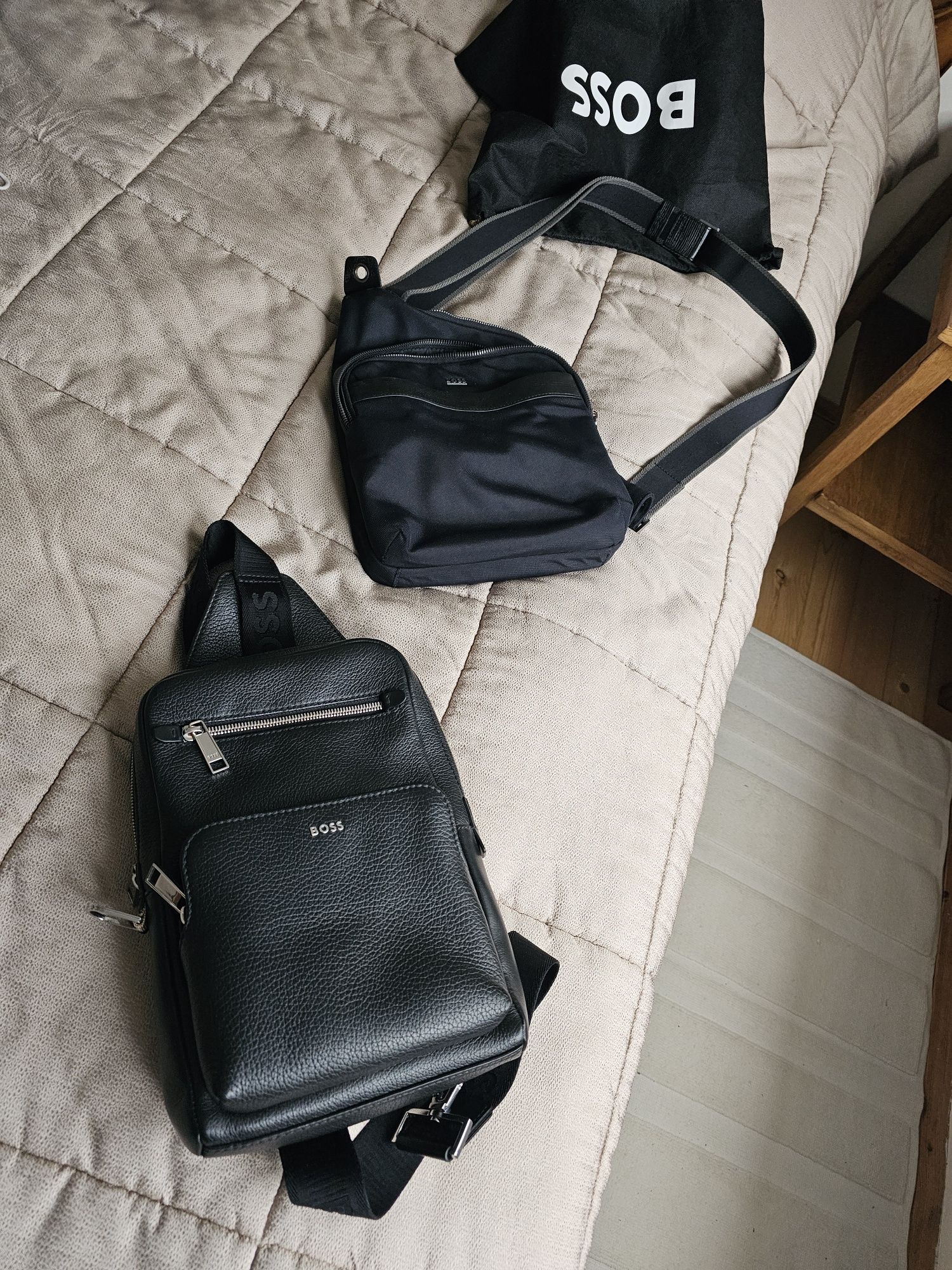 Мъжка чанта BOSS genuine leather Original