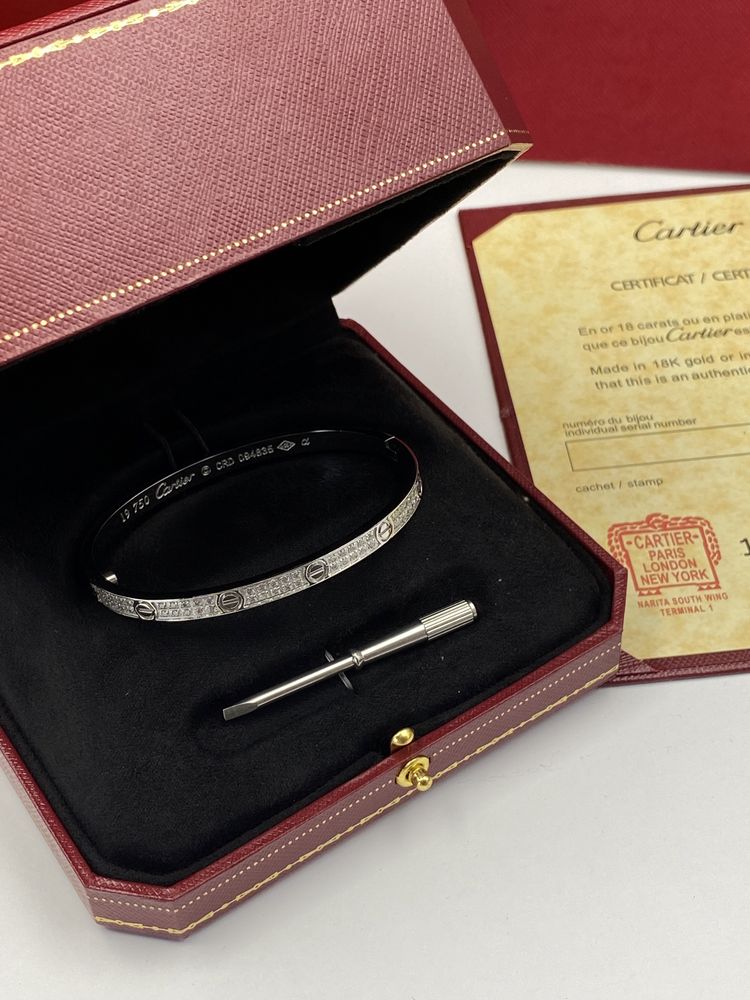 Brățară Cartier LOVE 19 White Gold 750 Small Diamonds Full Box