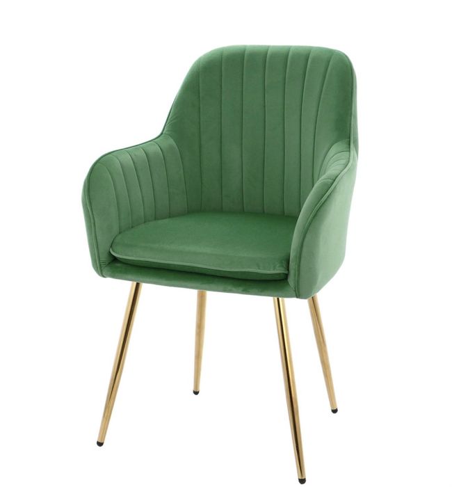 Комплект два стола - зелено кадифе и позлатени крака (чисто нови)