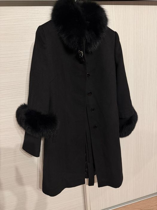 Palton cu blana naturala si cashmere