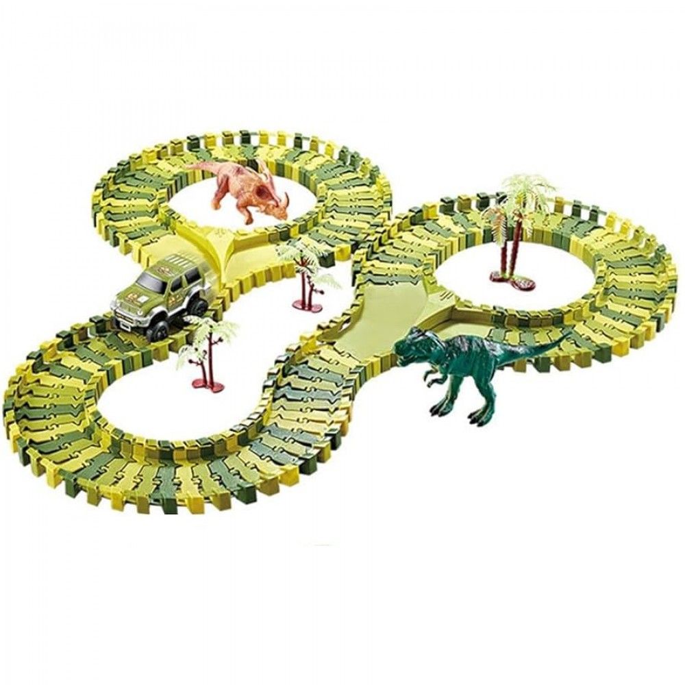 Set de curse interactiv Dinosaur Track Toys, 120 piese + Masinuta ele