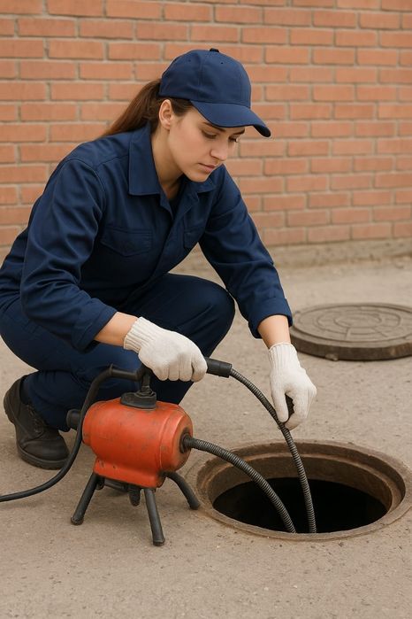 Прочистка канализации аппаратом сантехника засор колодец труба туалет