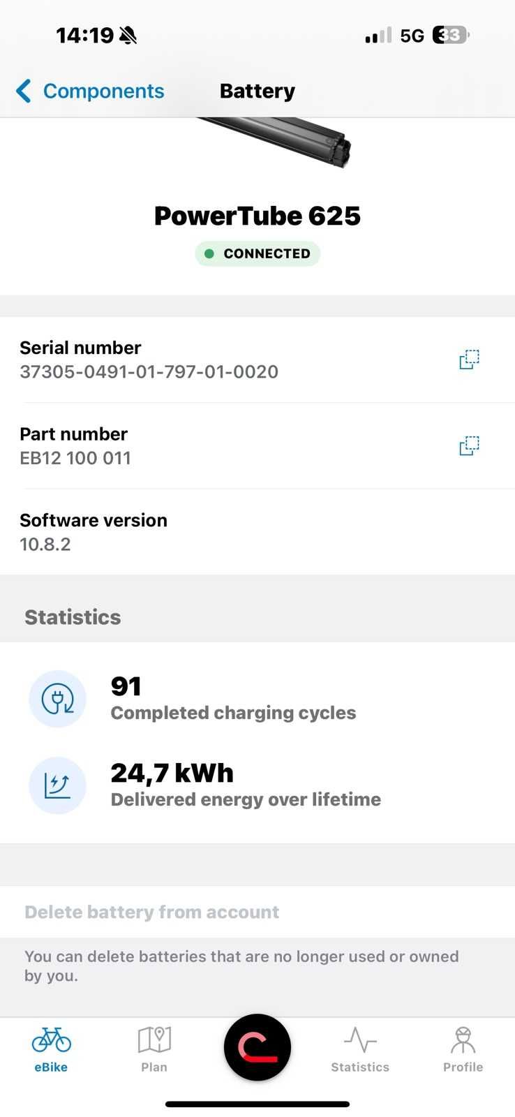 Bosch PowerTube 625 Wh Smart System/хоризонтална смарт батерия
