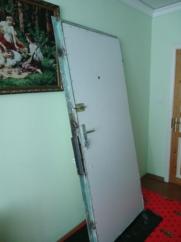 Дверь железная мощная ,замок ,задвижка