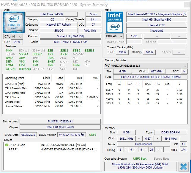 Placa De Baza Fujitsu Esprimo P420,2xDDR3,Socket 1150