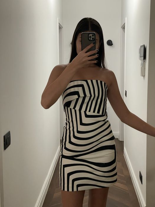 Rochie cu dungi din in si bumbac Zara