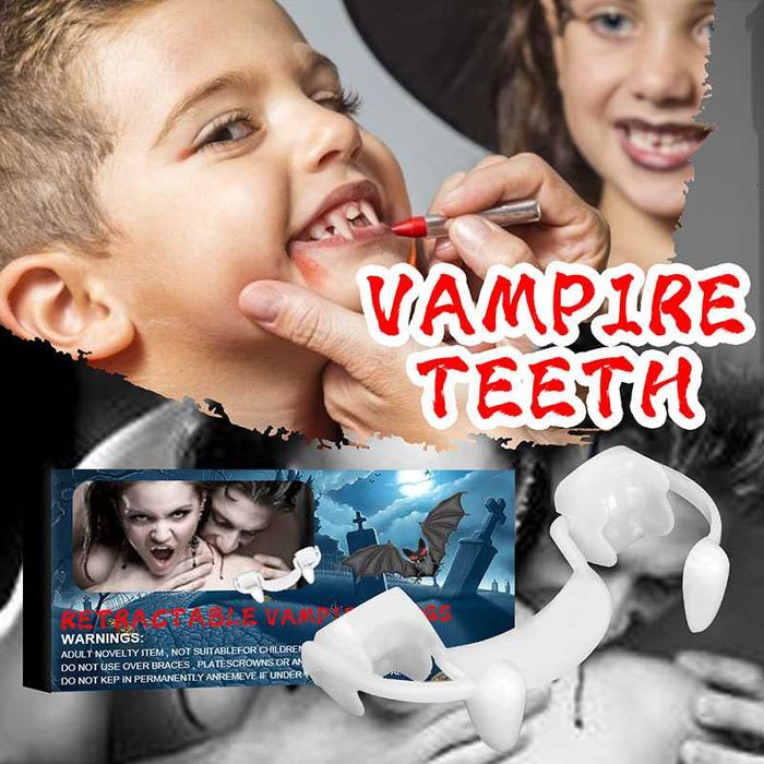 Colti Dinti RETRACTABILI de vampir Dracula Cosplay Halloween +CADOU!