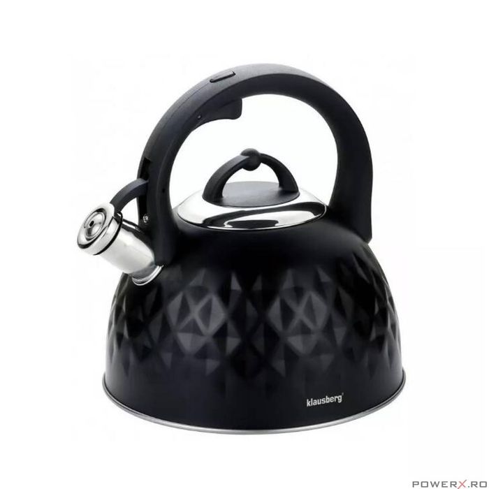 Ceainic traditional din oțel inoxidabil, capacitate 3 litri, negru,