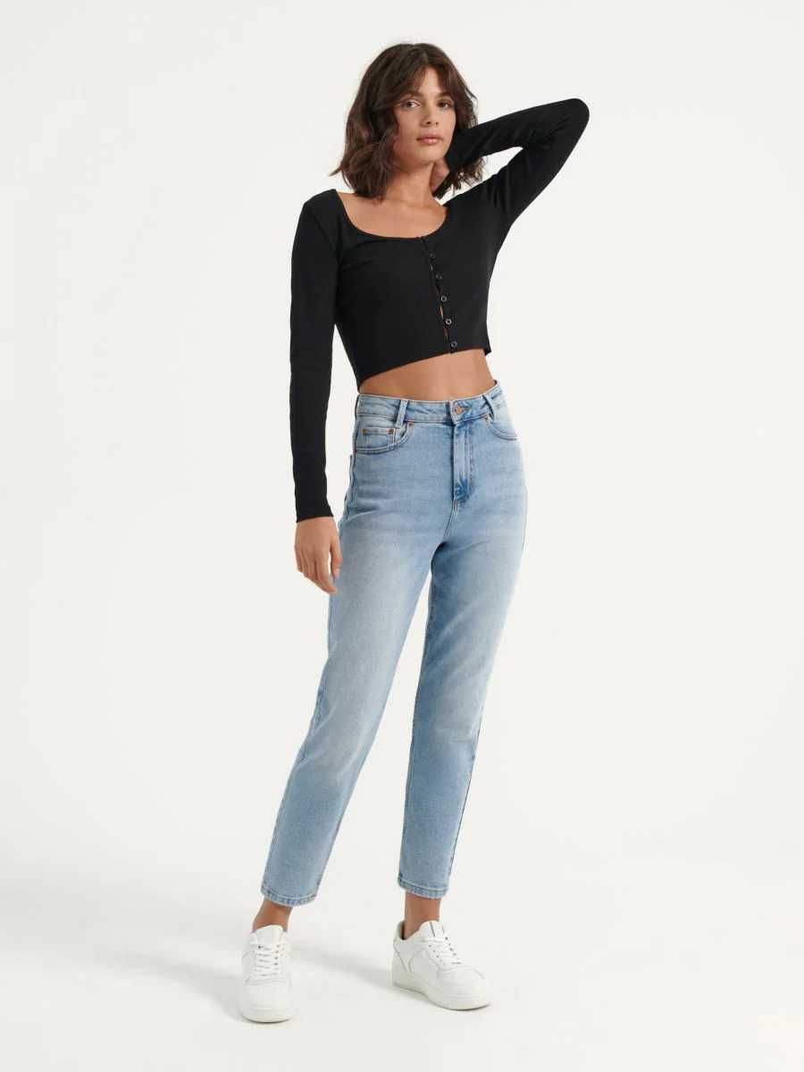 Нови дамски дънки Slim Mom Jeans House Brand с висока талия