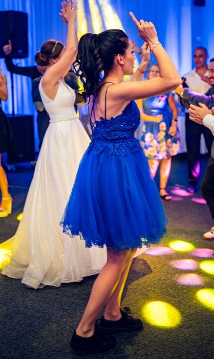 Официална къса рокля Naomi - тъмносиня, размер S