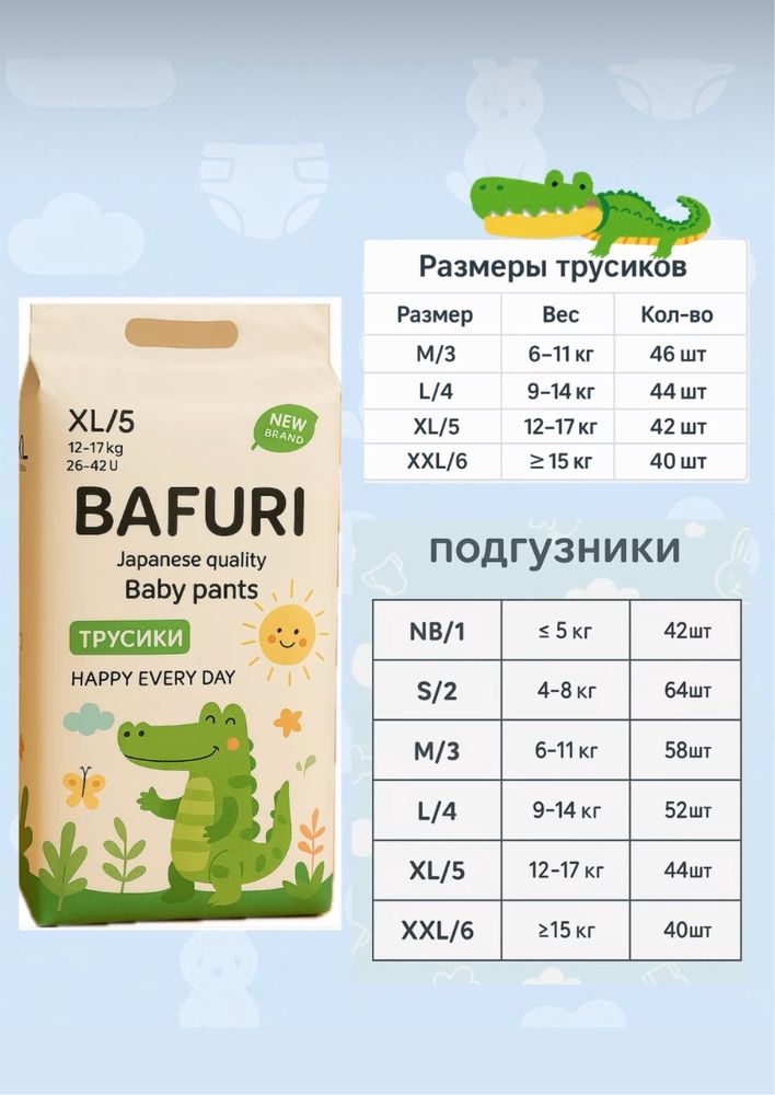 Подгузники трусики bafuri