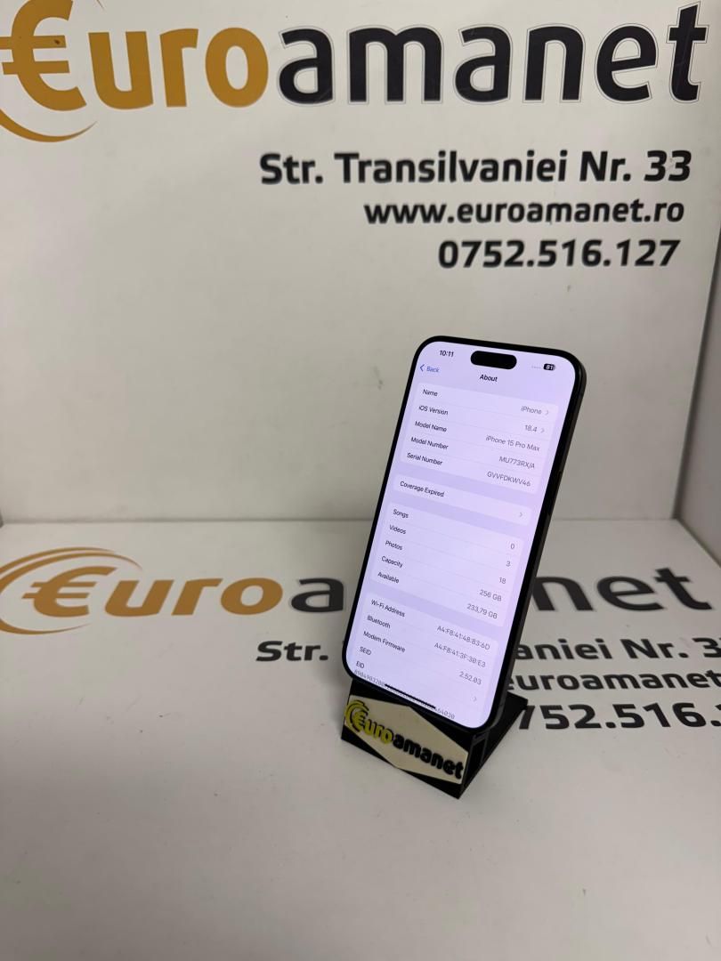 Telefon Iphone 15 Pro Max 256 GB 99% -T-