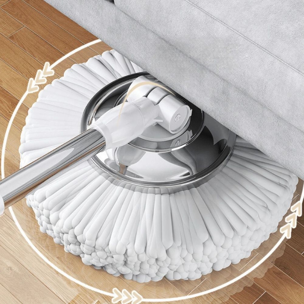 Set mop rotativ 360° cu galeata centrifuga din inox, 4 rezerve mop