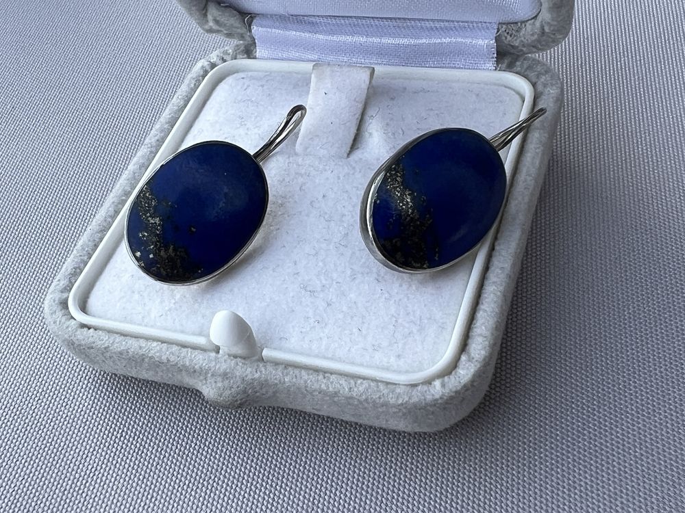 Cercei vintage din argint si lapis lazuli