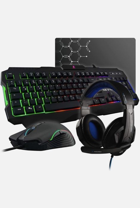 Tastatura G-LAB Combo Argon Tastatura, Casti cu microfon, Mouse+Pad