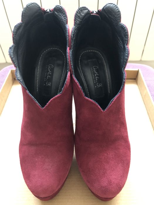 Botine / ghete din piele intoarsa, bordo, masura 36/37 - Musette