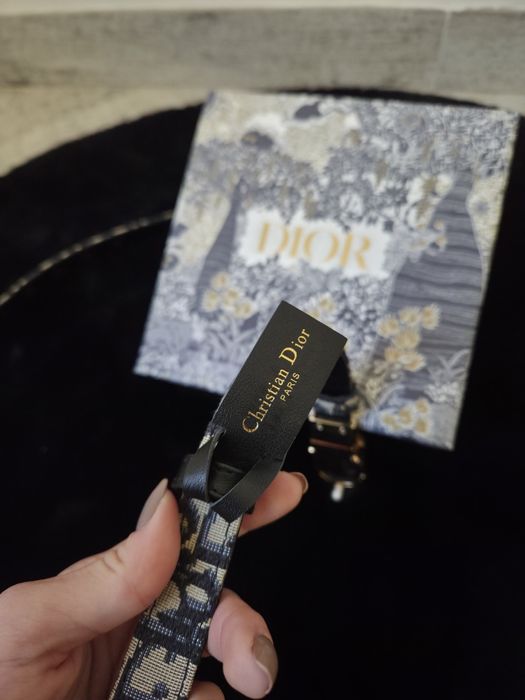 Dior 30 Montaigne Reversible Belt Blue Smooth Calfskin and Oblique