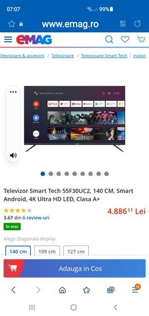 TV Android 4K 140 diagonala