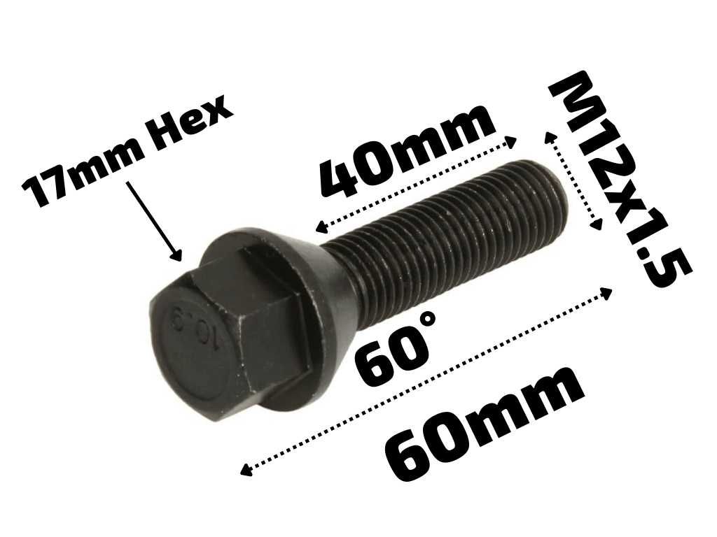 ЧЕРНИ БОЛТОВЕ ЗА ДЖАНТИ M12 / M14 - 28mm, 30, 35, 40, 45, 50, 55, 60