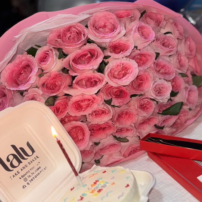 Цветы свежий 51 шт роза розовый