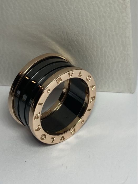 Inel aur roz Bulgari cu ceramica neagra