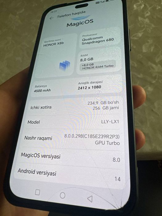 Honor X8B 8+8  256 GB