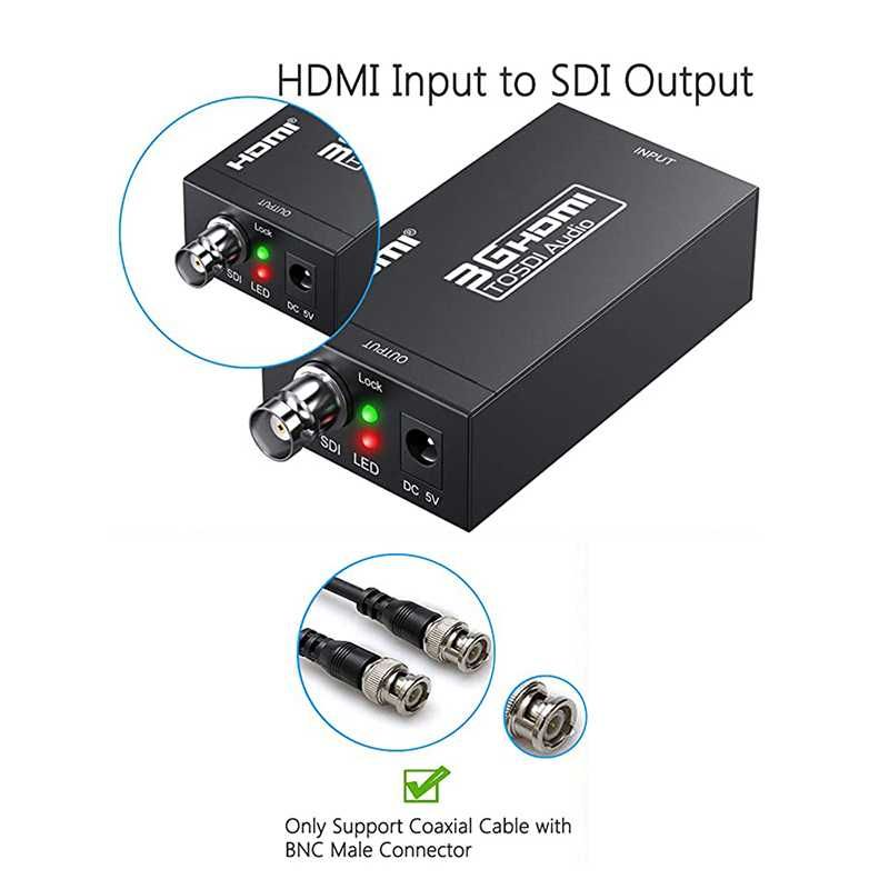 HDMI към SDI видео конвертор HDMI към BNC Converter + Адаптер