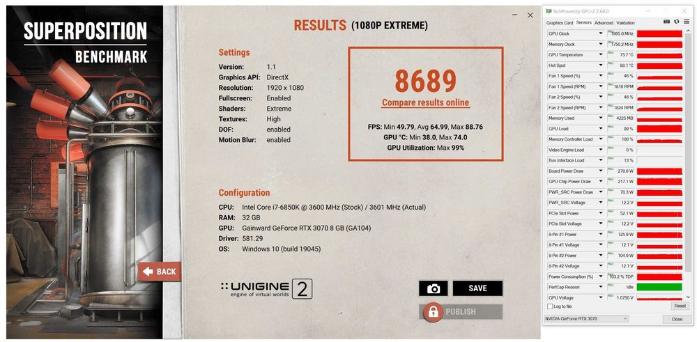 ТОП състояние Видео карта GPU Gainward RTX 3070 Phantom GS 8GB GDDR6