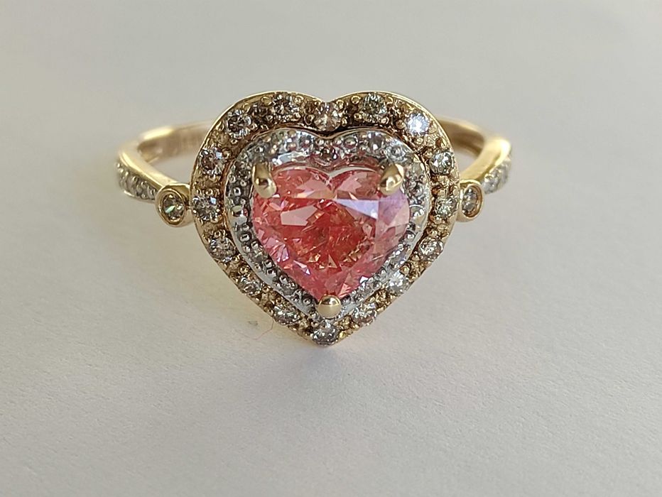 Inel aur 14k cu DIAMANT ROZ 1.35ct pret initial 25.000lei