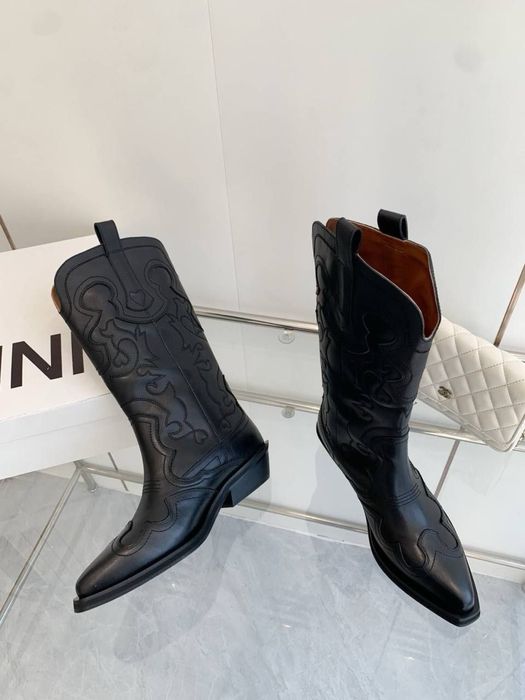 Cizme de damă Ganni, mărimea 39, stil cowboy, negre