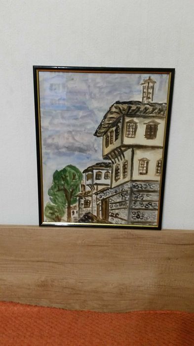 Красива старинна къща от Копривщица. Рисувана на ръка с черен туш.