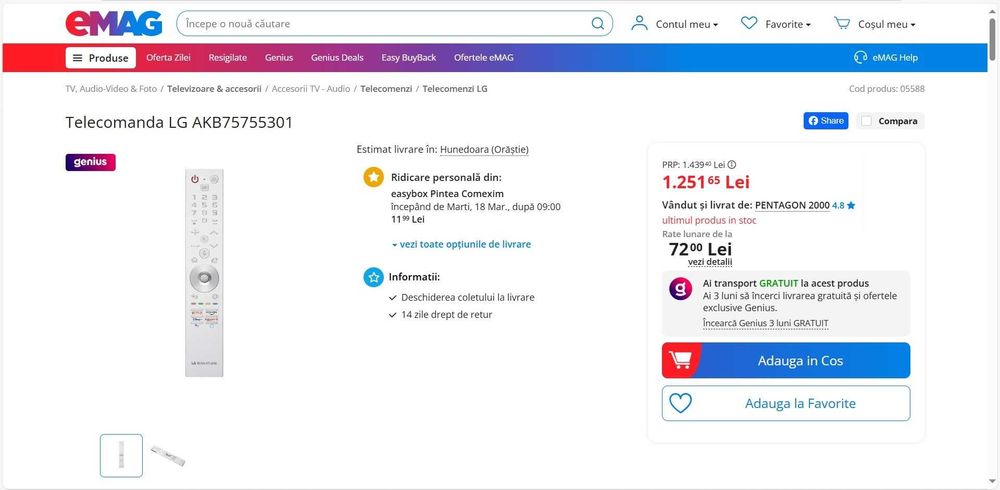 Telecomandă LG Premium Magic PM22GN
