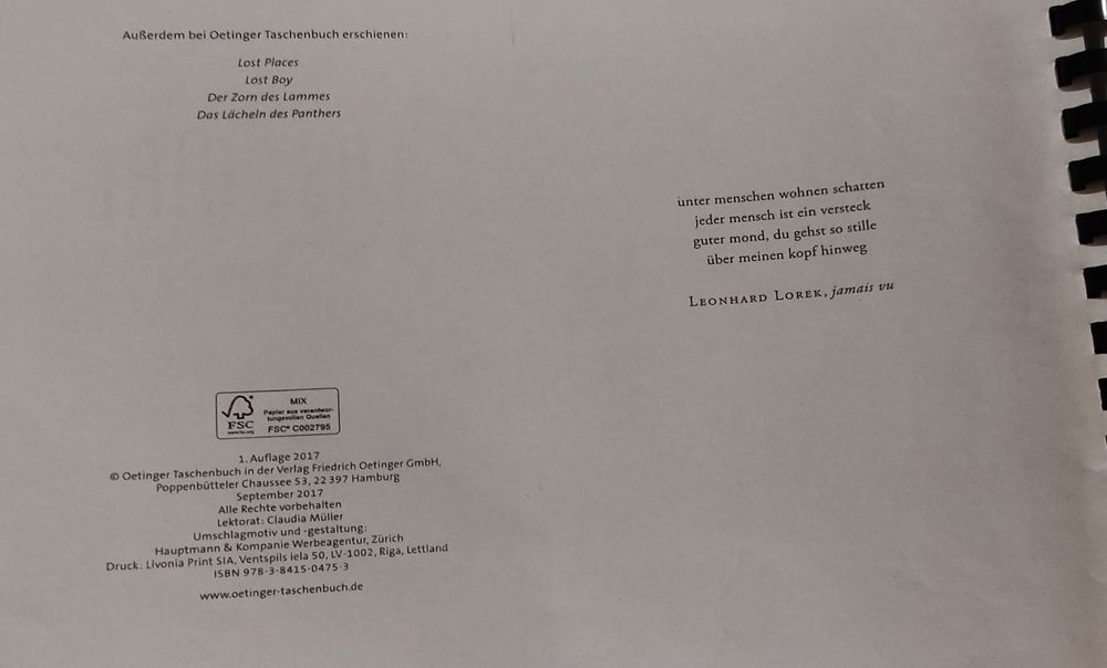 Книга "Lost Girl" на немски език