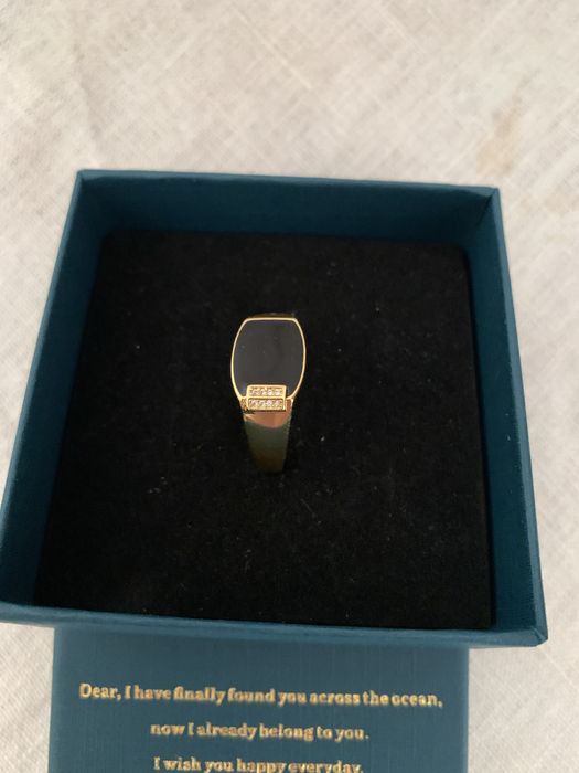 Нов мъжки пръстен сребро със златно покритие 18 карата размер 12