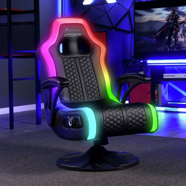 Scaun de gaming stereo X Rocker Adrenaline RGB cu lumină LED
