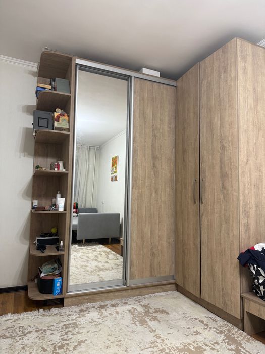 Шкаф для одежды с полками и отсеком для вешалок