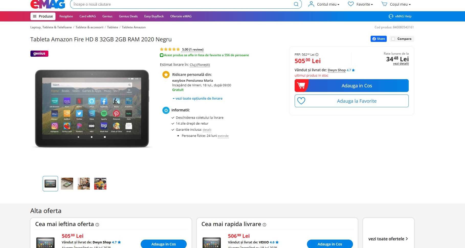 Amazon Fire HD 8 Tablet 32GB WIFI noi la cutie