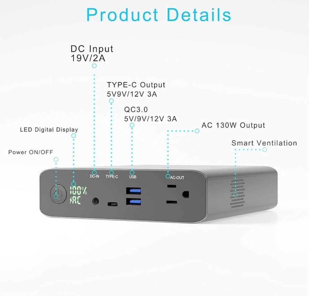 Преносимо зарядно за лаптоп Krisdonia-27000mAh/130w