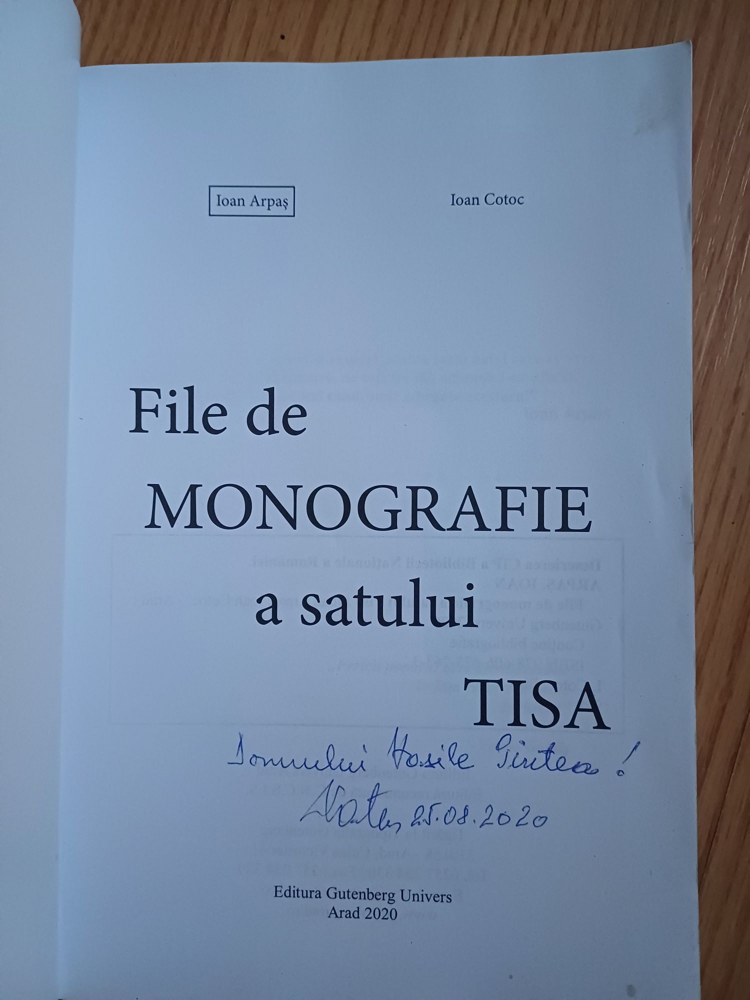 File de Monografie a satului Tisa