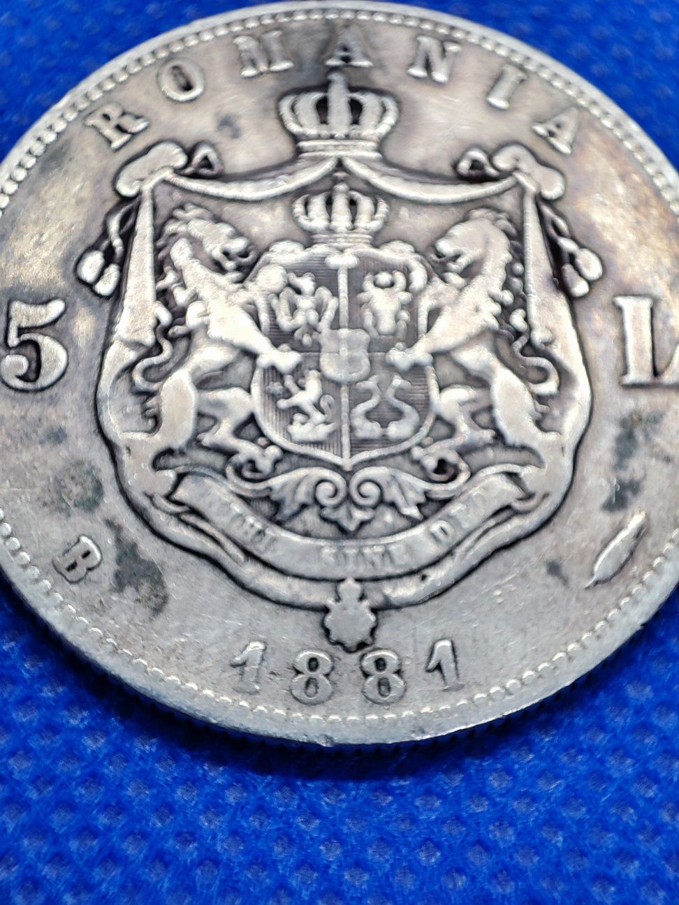 5 Lei 1881 Argint 25grame Carol I Domnul Romaniei