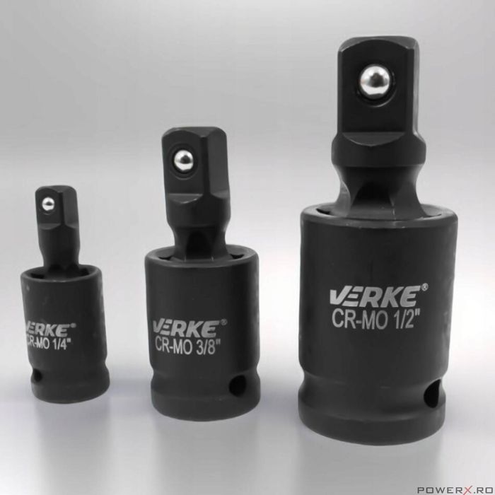 Set 3 adaptoare pentru impact cu articulatie, 75 mm 1/4", 3/8", 1/2",