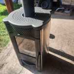 Soba tip șemineu de 6 kw ,focar șamotat pe exterior inox