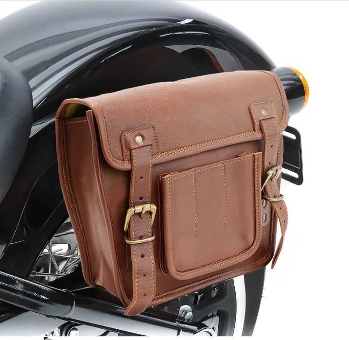 Geanta de piele vintage pentru motocicleta sidecase chopper cafe racer