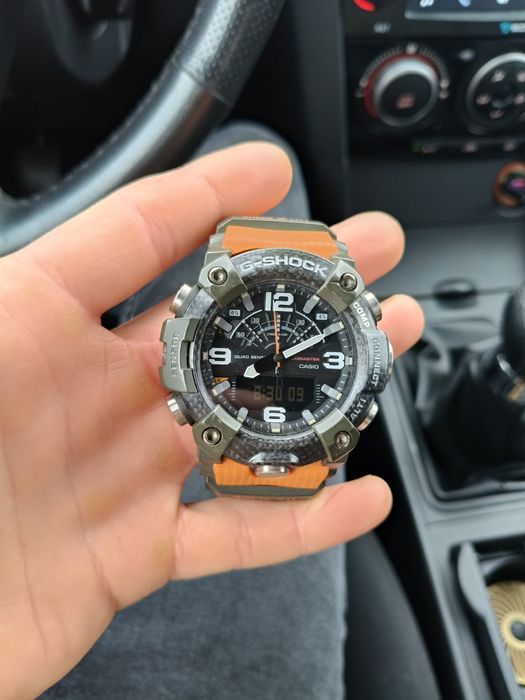 Ceas sport rezistent tip G-Shock Mudmaster – curea portocalie