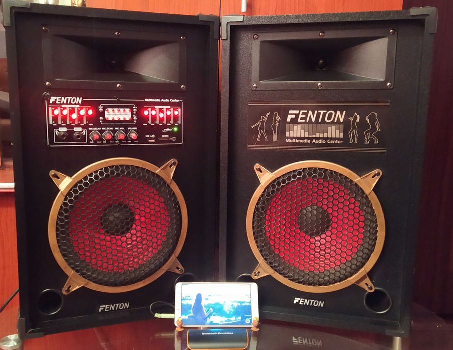 Boxe active FENTON de putere cu usb, SD card, Karaoke, Bluetooth, Aux