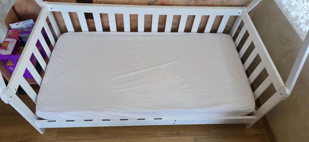 Детско легло U-Grow, Дърво, Размери 140 х 70 см, Бял