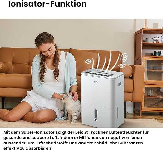 Dezumidificator 20 litri, 40m2/100m3, cu rezervor detasabil